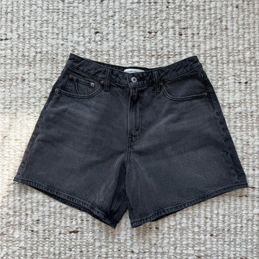 Abercrombie & Fitch High Waist Black Denim Shorts - Picture 1 of 3